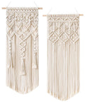 Mkono 2 Pcs Macrame Woven Wall Hanging Boho Chic Geometric Art Decor - Beautiful Bedroom Nursery Apartment Home Decoration, Gift for Girls Adults Birthday Christmas, 28" L x 13" W