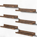 upsimples Floating Shelves for Wall, Wall Shelves for Decor Storage Set of 6, Wall Mounted Wood Shelf for Bedroom, Living Room, Bathroom, Kitchen, Picture Ledge Shelf, Brown